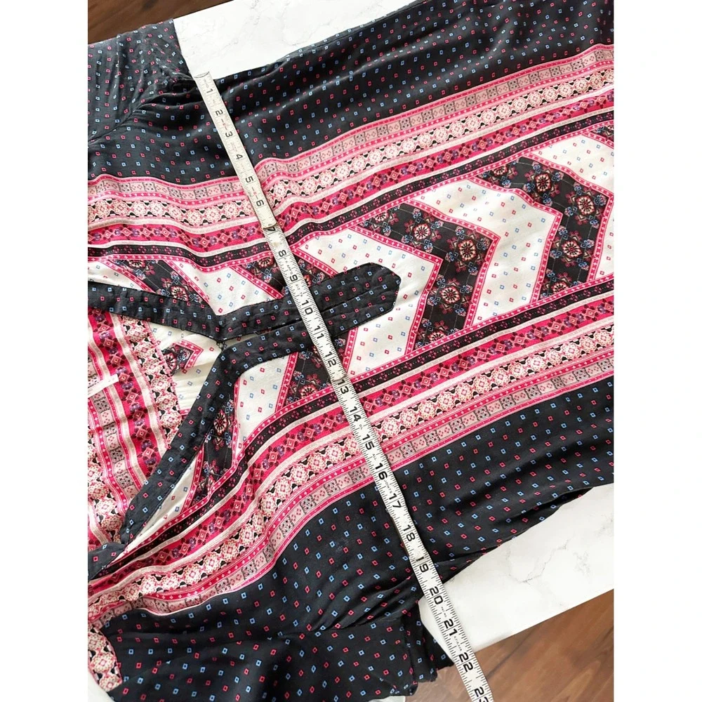 Free People Peace Maker‎ Long Sleeve Geometric Black Dress Women's Size Medium